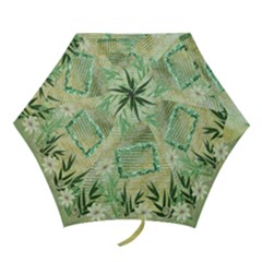 Aqua Blue Green Floral mini Folding Umbrella