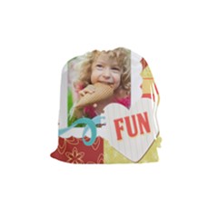 kids, play, family, fun, happy, nice - Drawstring Pouch (Medium) kids, play, family, fun, happy, nice - Drawstring Pouch (Medium)