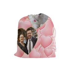 Pink Heart Drawstring Pouch (large)