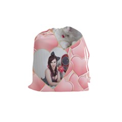 Pink Heart Drawstring Pouch (medium)