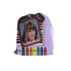 Back to School Pencil Drawstring Pouch Large - Drawstring Pouch (Large)