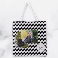 Grocery Tote Bag : Black Chevron