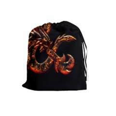 Large Fire & on Black - Drawstring Pouch (Large)