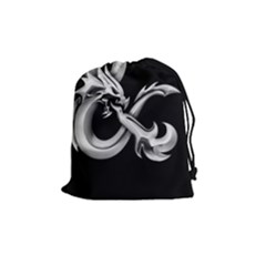 Medium Silver & on Black - Drawstring Pouch (Medium)