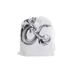 Medium Silver & on White - Drawstring Pouch (Medium)