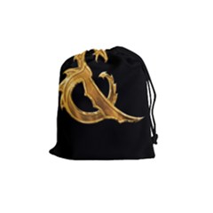 Medium Gold & on Black - Drawstring Pouch (Medium)