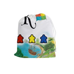 keyflower_bag_meeples - Drawstring Pouch (Large)
