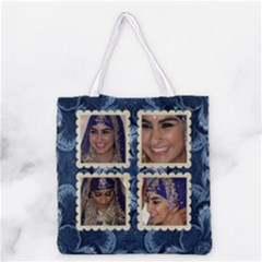 Blue Damask Shopper Tote - Grocery Tote Bag