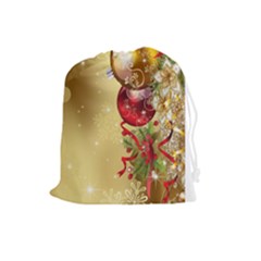 Christmas - Gold - Drawstring Pouch (Large)