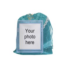 Pretty Blue Large Drawstring Pouch - Drawstring Pouch (Large)