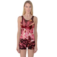 Pink Fireworks Boyleg Swimmers 1 - One Piece Boyleg Swimsuit