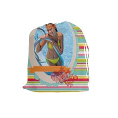 summer time - Drawstring Pouch (Large)
