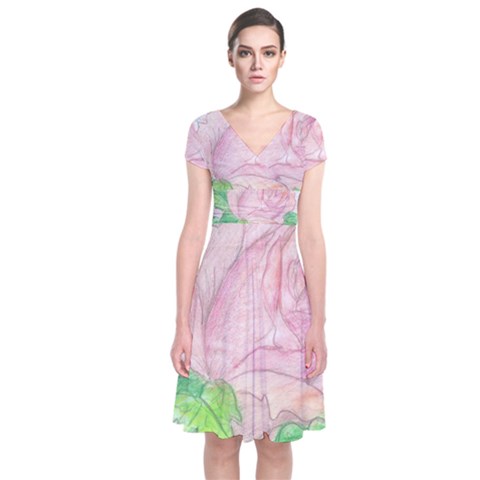 Short Sleeve Front Wrap Dress 