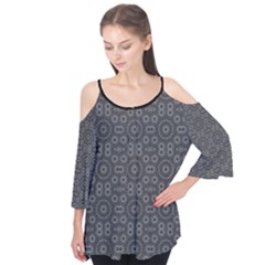Black and White Flutter Sleeve Tee - Flutter Sleeve T-Shirt