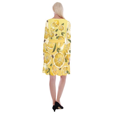 Long Sleeve Velvet Front Wrap Dress 