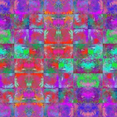 Abstract Incas Square Mix Red Pink Fabric