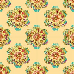 Hexagons Mandala Flower Yellow By Paysmage Fabric