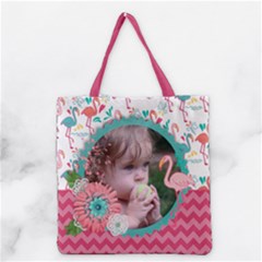 Flamingo - Flowers - Grocery Tote Bag