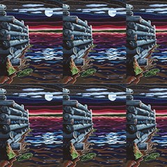Wharf In Moonlight Fabric