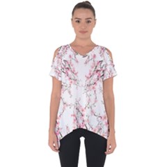 Cherry Blossom Cut Out Tee - Cut Out Side Drop T-Shirt