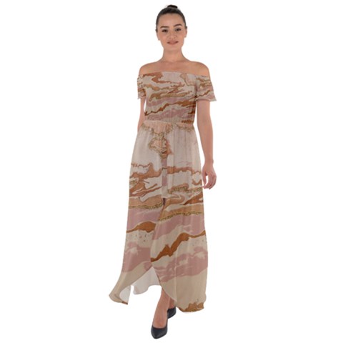 Off Shoulder Open Front Chiffon Dress 