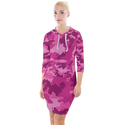 Quarter Sleeve Hood Bodycon Dress 