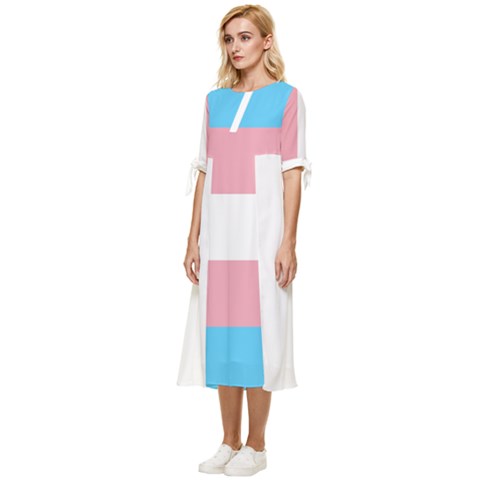 Bow Sleeve Chiffon Midi Dress 