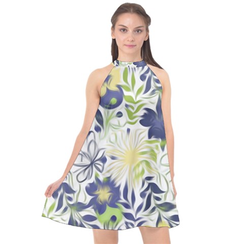 Halter Neckline Chiffon Dress  