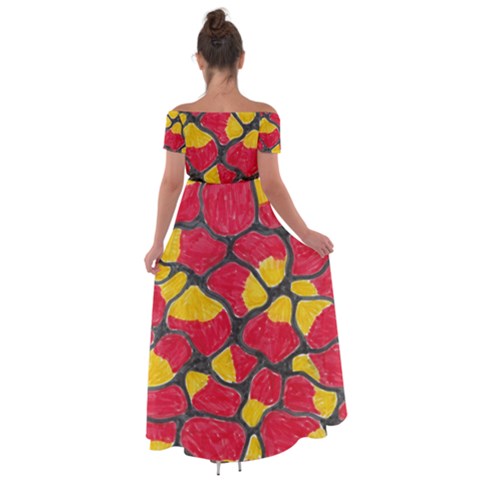 Off Shoulder Open Front Chiffon Dress 