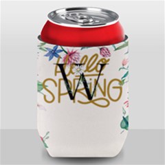 Personalized Spring Floral Initial Family Name - Can Cooler