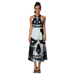 Sleeveless Cross Front Cocktail Midi Chiffon Dress