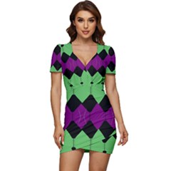 Low Cut Cap Sleeve Mini Dress