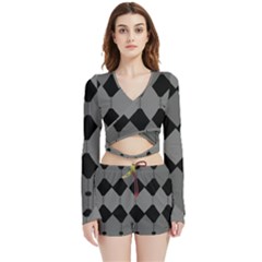 Velvet Wrap Crop Top and Shorts Set