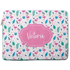 Personalized Flamingo Name Laptop Sleeve Case With Pocket