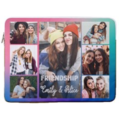 Personalized 7 Photo Friendship Name Any Text Laptop Sleeve Case With Pocket