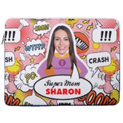 Personalized Photo Super Mom Mother Name Laptop Sleeve Case With Pocket
