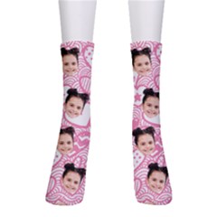 Personalized Pink Heart Draw Photo Sock - Crew Socks Personalized Pink Heart Draw Photo Sock - Crew Socks