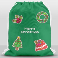 Personalized Any Text Xmas Patch Style Drawstring Bag