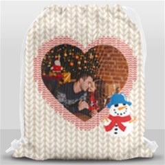 Personalized Photo Any Text Xmas Knitted Style Drawstring Bag