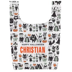 Personalized Halloween Name Any Text Foldable Shopping Bag Personalized Halloween Name Any Text Foldable Shopping Bag