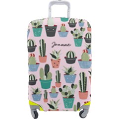 Personalized Name Any Text Cactus Illustration Luggage Cover