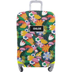 Personalized Name Any Text Floral Luggage Cover