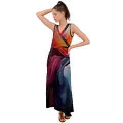 V-Neck Chiffon Maxi Dress
