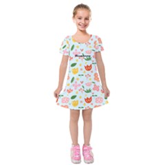 Personalized Any Text Hand Draw Flower - Kids Short Sleeve Velvet Dress Personalized Any Text Hand Draw Flower - Kids Short Sleeve Velvet Dress