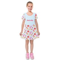 Personalized Any Text Ice Cream Pattern - Kids Short Sleeve Velvet Dress Personalized Any Text Ice Cream Pattern - Kids Short Sleeve Velvet Dress