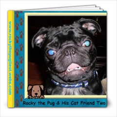 Rocky the Pug and His Cat Friend Two blue cover - 8x8 Photo Book (20 pages)
