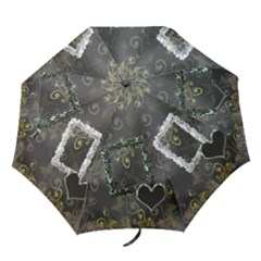 Black white n Gold Butterfies n Frills Umbrella - Folding Umbrella Black white n Gold Butterfies n Frills Umbrella - Folding Umbrella