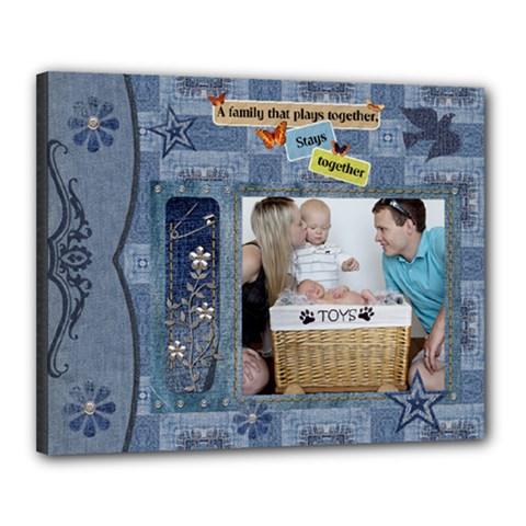 Family Denim Look 20x16 Stretched Canvas - Canvas 20 x 16 (Stretched) Family Denim Look 20x16 Stretched Canvas - Canvas 20 x 16 (Stretched)