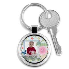 kids , flower , happy, fun - Key Chain (Round)