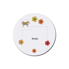 Simply Flowers on chevron paper Round Coaster - Rubber Round Coaster (4 pack) Simply Flowers on chevron paper Round Coaster - Rubber Round Coaster (4 pack)